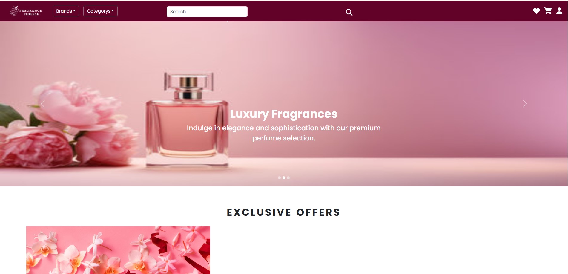 Perfume shop project screenshot
